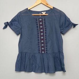 J crew denim embroidered top 2